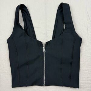 YPB Black Zipper Front Women's Top small